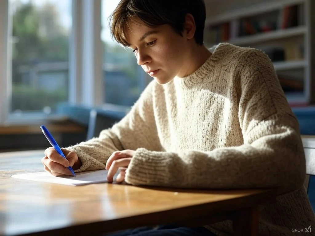 girl Writeing with left hand