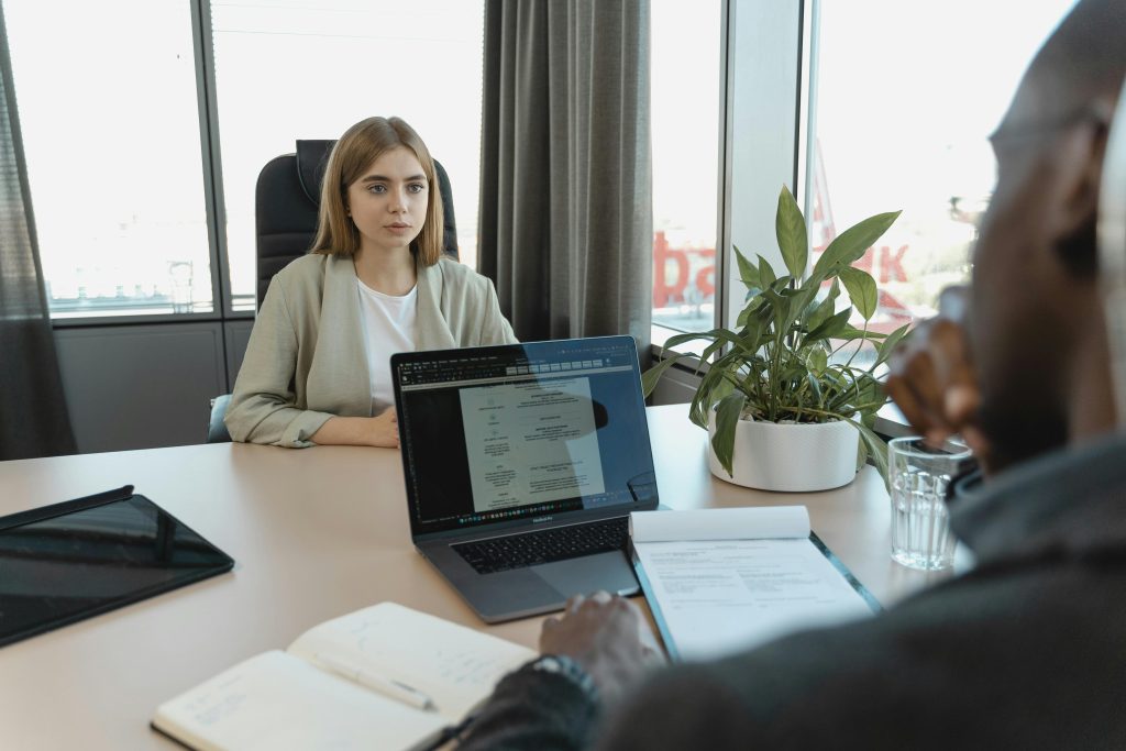 a lady in interview