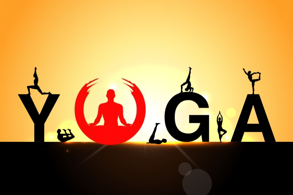 a silhouette of a person in a yoga pose