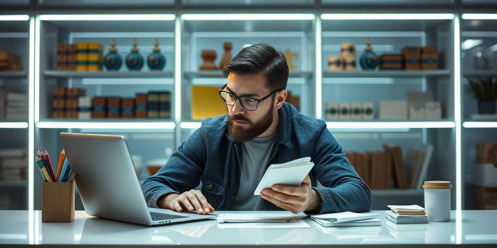 a man selling a product online